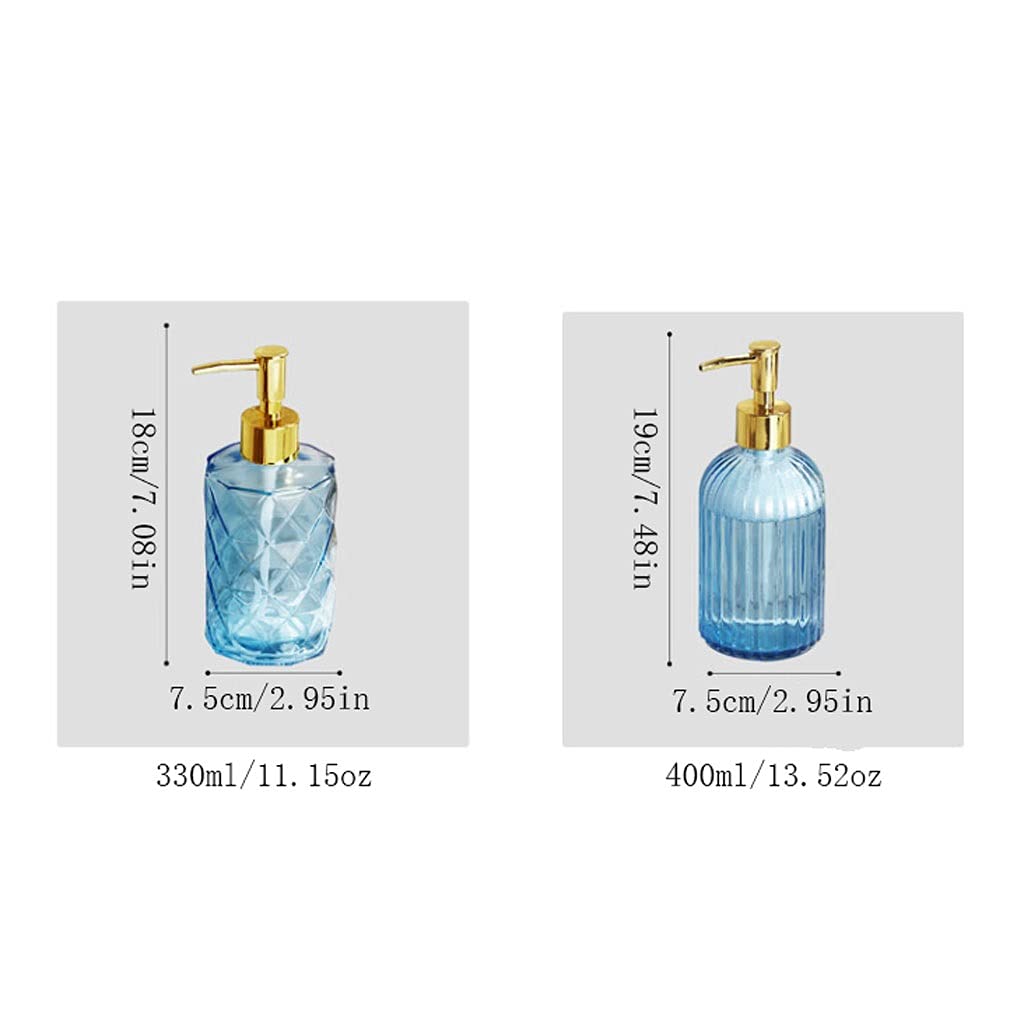 FKJLUN Soap Pump Dispenser Thickened Glass Soap Dispenser with Pump, Stylish Countertop Empty Lotion Bottle, 330-400ml/11.15-13.52oz, Set of 2 for Bathroom, Kitchen, Countertop (Color : A)