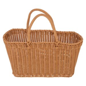 garneck wicker market basket bag, big wicker storage basket for beach, laundry, toy, blanket, storage, baby, or picnic