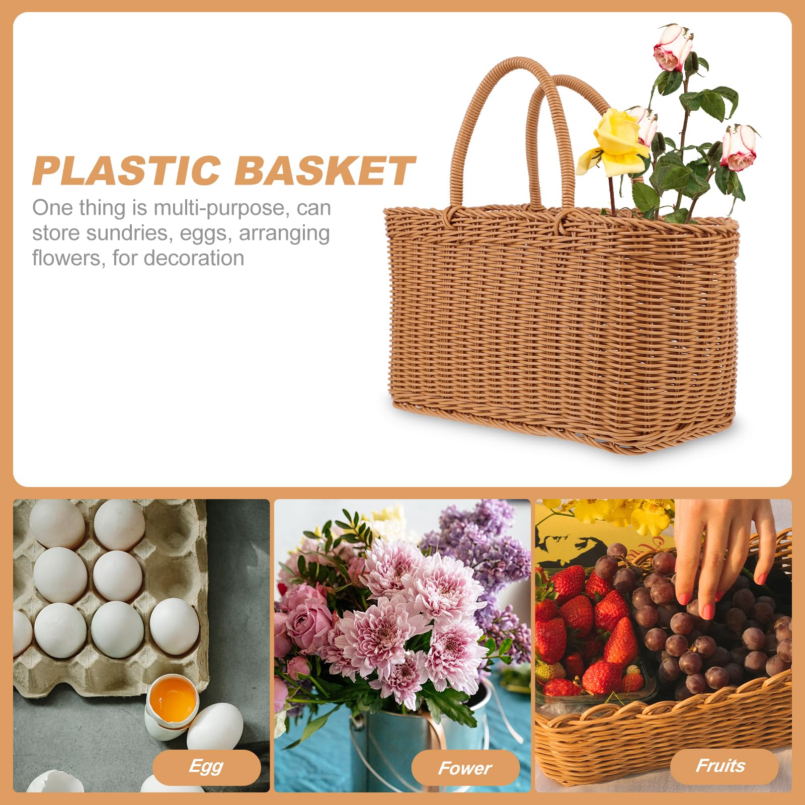 Garneck Wicker Market Basket Bag, Big Wicker Storage Basket for Beach, Laundry, Toy, Blanket, Storage, Baby, or Picnic