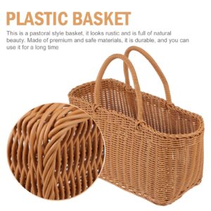 Garneck Wicker Market Basket Bag, Big Wicker Storage Basket for Beach, Laundry, Toy, Blanket, Storage, Baby, or Picnic