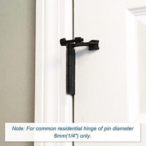 4 Pack Hinge Pin Black Door Stopper, Adjustable Heavy Duty Hinge Pin Door Stop with Black Rubber Bumper Tips