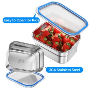 Lunch Box Stainless Steel Bento for Kids Adults Leakproof BPA-Free with Lunch Bag Metal Lunch Containers Tray 5-Compartment with Fork for Boy Food Snack Containers for School Outdoors Navy-Blue