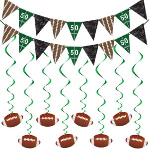 14 pieces football party supplies 2 pieces football pennant banner garland 12 pieces football hanging swirls decorations sport theme party for sport clubs party birthday home decor