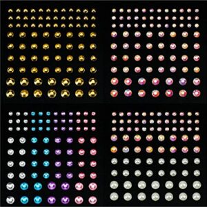 12 Sheets Face Jewels Rhinestones Crystal Stickers+15g Chunky and Fine Mix Glitter, Eye Face Body Rave Outfits Clothes Gifts for Women, Mermaid Gems Rave Festival Accessories, Makeup