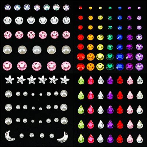 12 Sheets Face Jewels Rhinestones Crystal Stickers+15g Chunky and Fine Mix Glitter, Eye Face Body Rave Outfits Clothes Gifts for Women, Mermaid Gems Rave Festival Accessories, Makeup