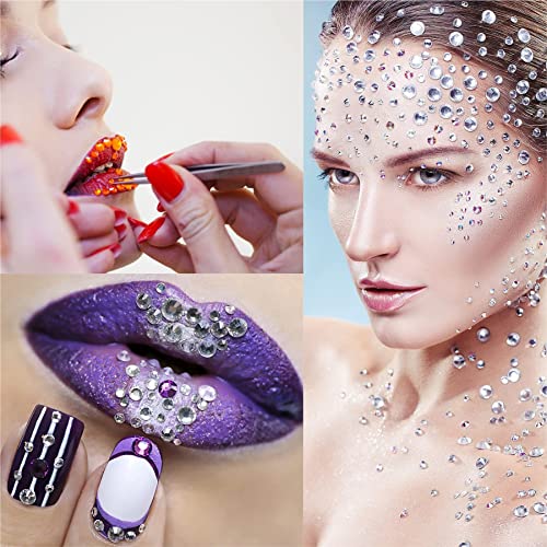 12 Sheets Face Jewels Rhinestones Crystal Stickers+15g Chunky and Fine Mix Glitter, Eye Face Body Rave Outfits Clothes Gifts for Women, Mermaid Gems Rave Festival Accessories, Makeup