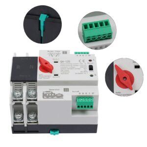 50HZ/60HZ PC Level Mini Dual Power Transfer Dual Power Automatic Transfer Switch Dual Power Generator Changeover Switch with Switch 2P 100A 110V Grid to AC Generator PC Level