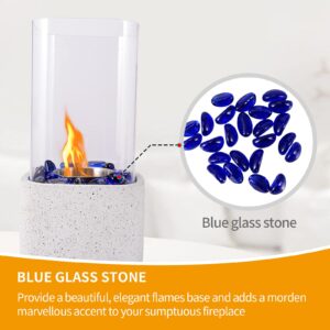 Tabletop Fireplace Indoor Out Door Tabletop Fire Pit Tabletop Fire Bowl Pot with Glass Stone Concrete Material and Windproof Glass Cover for Xmas,Valentine's Day, Birthday Party or Dining