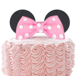 mouse cake topper pink bow and ears party supplies decorations for baby girl birthday