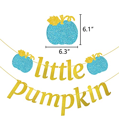 Blue Little Pumpkin Banner Glitter Fall Boy Birthday Baby Shower Decoration Cake Smash Backdrop Halloween Thanksgiving Party Supplies
