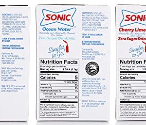 Sonic Singles to Go Variety Pack of 6-2 Boxes Each - Cherry Limeade, Strawberry Lemonade and Ocean Water - Bundle with Ballard Products Hard Candy Recipe Card