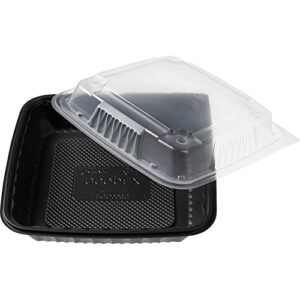 [75 Sets] PP Pebble Box Serving Tray and Vented Lid (9x9" 1 Compartment) Lunch box, Food Container