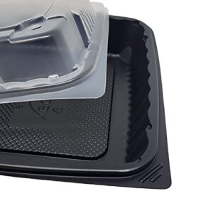 [75 Sets] PP Pebble Box Serving Tray and Vented Lid (9x9" 1 Compartment) Lunch box, Food Container