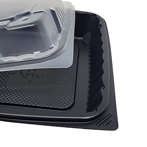 [75 Sets] PP Pebble Box Serving Tray and Vented Lid (9x9" 1 Compartment) Lunch box, Food Container