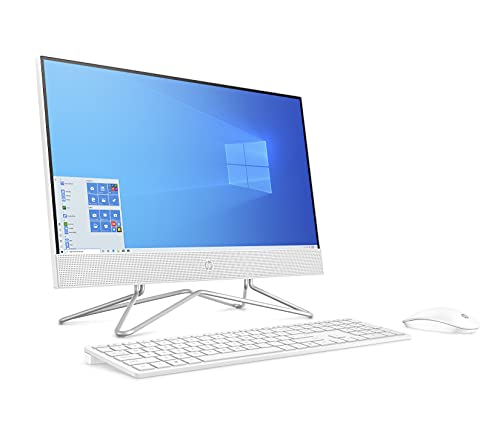 HP 21.5" All-in-One Desktop, AMD Athlon Silver 3050U Processor, AMD Radeon Graphics, 4 GB RAM, 128 GB Storage, Windows 10 Home (22-dd0110, 2021), Snow white