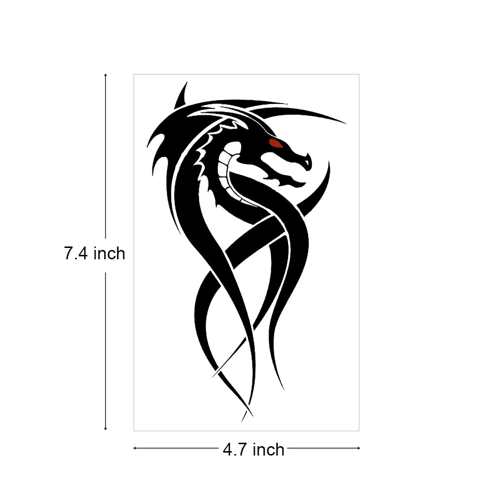 10 Sheets Large Dragon Temporary Tattoo Stickers for Men Women Adults Fake Sleeve Tattoos Large Tribal Totem Dragons Fake Tattoo Black Realistic Animals Teens Body Art Tattoo…