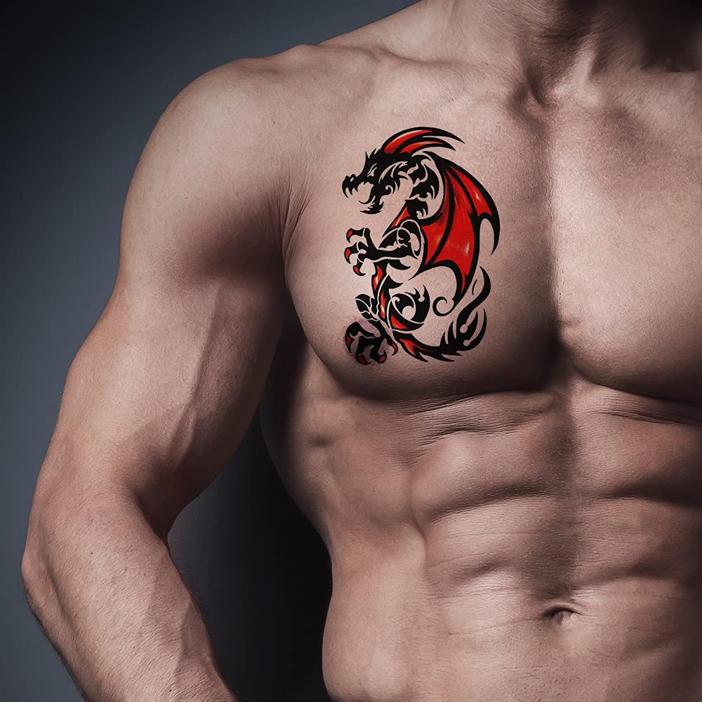 10 Sheets Large Dragon Temporary Tattoo Stickers for Men Women Adults Fake Sleeve Tattoos Large Tribal Totem Dragons Fake Tattoo Black Realistic Animals Teens Body Art Tattoo…