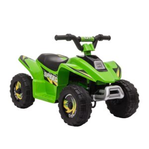 aosom 6v kids atv 4-wheeler ride on car, electric motorized quad battery powered vehicle with forward/reverse switch for 18-36 months old toddlers, green