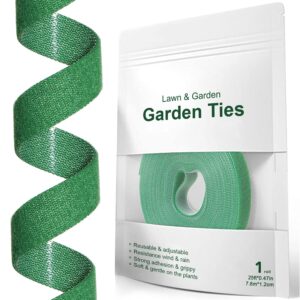 le tauci plant ties, garden tape for plant, reusable adjustable thicker support for growing, strong grip, tomato vines indoor outdoor, gardening gifts for men (25 ft x 0.47 inch, 1 roll, green)