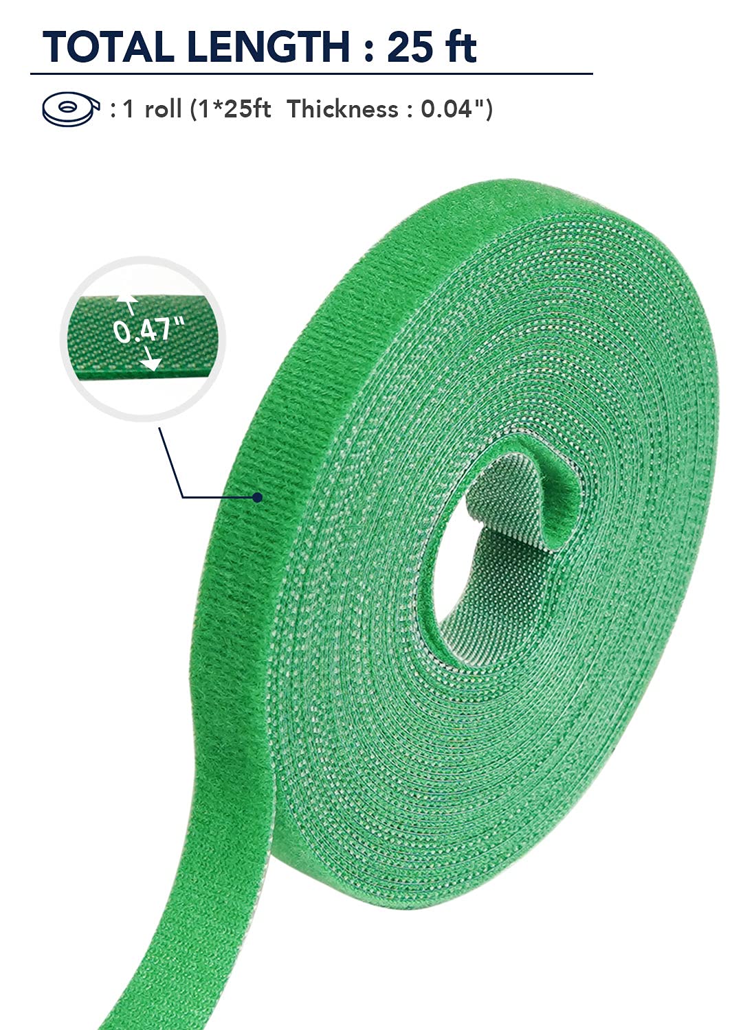 LE TAUCI Plant Ties, Garden Tape for Plant, Reusable Adjustable Thicker Support for Growing, Strong Grip, Tomato Vines Indoor Outdoor, Gardening Gifts for Men (25 ft x 0.47 Inch, 1 roll, Green)