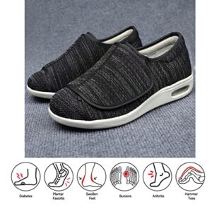 ZGDG Women Diabetic Shoes, Extra Wide Width Swollen Feet Walking Shoes, Adjustable Closed Toe Air Cushion Sneakers for Diabetic Bunions Arthritis Edema Plantar Fasciitis Hammertoe Black Gray