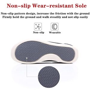 ZGDG Women Diabetic Shoes, Extra Wide Width Swollen Feet Walking Shoes, Adjustable Closed Toe Air Cushion Sneakers for Diabetic Bunions Arthritis Edema Plantar Fasciitis Hammertoe Black Gray