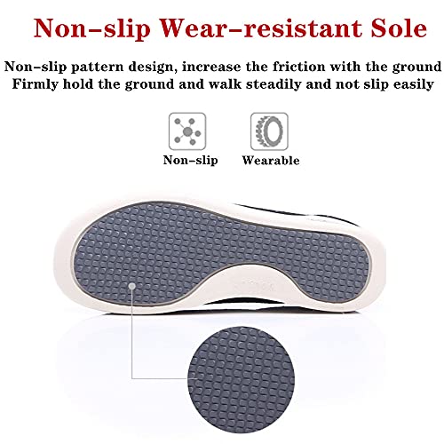 ZGDG Women Diabetic Shoes, Extra Wide Width Swollen Feet Walking Shoes, Adjustable Closed Toe Air Cushion Sneakers for Diabetic Bunions Arthritis Edema Plantar Fasciitis Hammertoe Black Gray