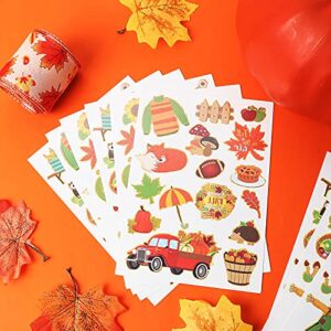 288 Pieces 48 Styles Fall Temporary Tattoos for Kids Autumn Temporary Tattoos Stickers Pumpkin Leaves Scarecrows Fake Tattoos Thanksgiving Tattoo Stickers for Children Theme Party Supplies