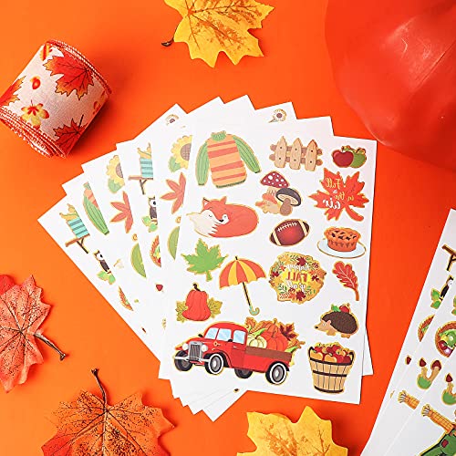 288 Pieces 48 Styles Fall Temporary Tattoos for Kids Autumn Temporary Tattoos Stickers Pumpkin Leaves Scarecrows Fake Tattoos Thanksgiving Tattoo Stickers for Children Theme Party Supplies