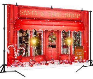 dephoto red christmas photo backdrop santa's toy shop candy cane in snow world xmas family holiday party banner photography background supplies decor studio prop pgt673a 7x5ft