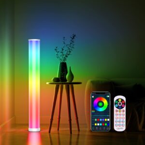 streamlet led floor lamp, rgbic color changing modern corner lamp with music sync for living room bedroom, 41'' standing lamp mood lighting night light with app control