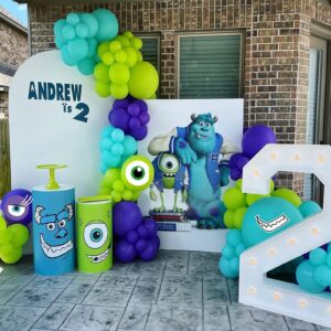 104 pcs Monster Balloons Arch Garland Party Decoration Balloon Blue Purple Fruit Green Balloon Rugrats Party Supplies for Monster Favor Theme Birthday Party Decorations