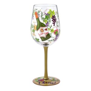 nymphfable hand painted wine glass 15oz green vines purple grapes cocktail glasses birthday wine gifts for wine lover