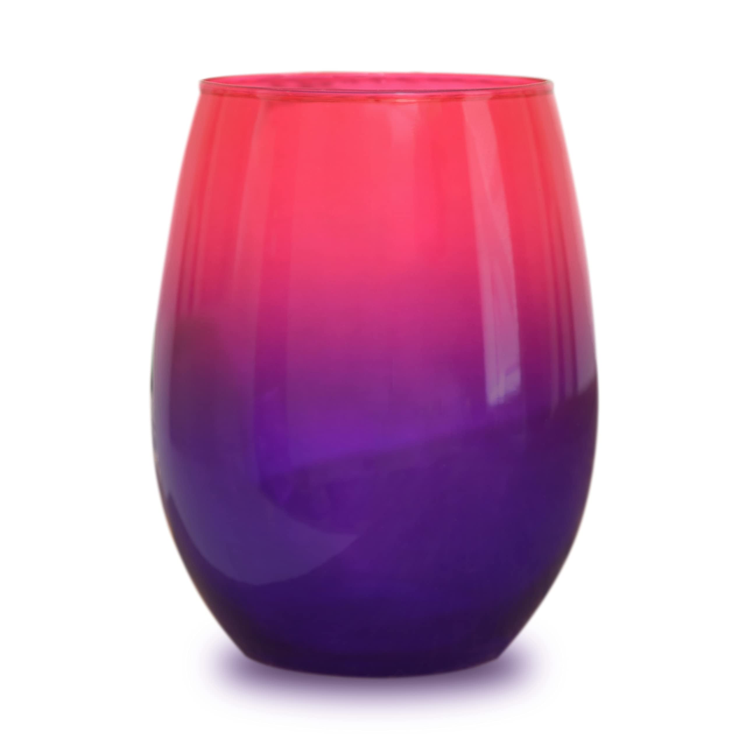 Bad Bananas Set of 2 - Pink and Purple Ombre 21 oz Stemless Wine Glasses - Colored Glassware - Colorful Drinking Glasses Wine Gifts for Women