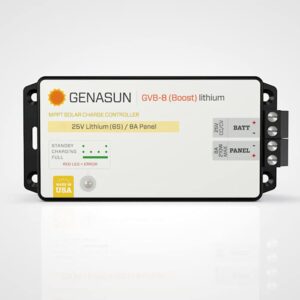 Genasun GVB-8-Li-25.0V, 8 A (Input) Voltage Boosting MPPT Solar Charge Controller for 6S Li-ion Batteries (24 V Nominal)