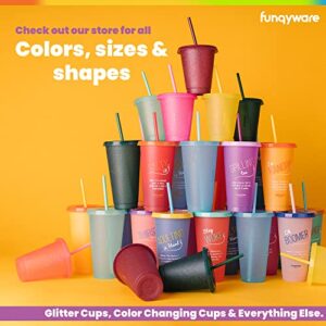 Cups with Lids and Straws for Adults - 5 Glitter Reusable Cups with Lids and Straws in Rainbow Colors, 24 oz Iced Coffee & Bulk Party Tumblers, Plastic Tumbler with Lid and Straw for Water & Smoothie