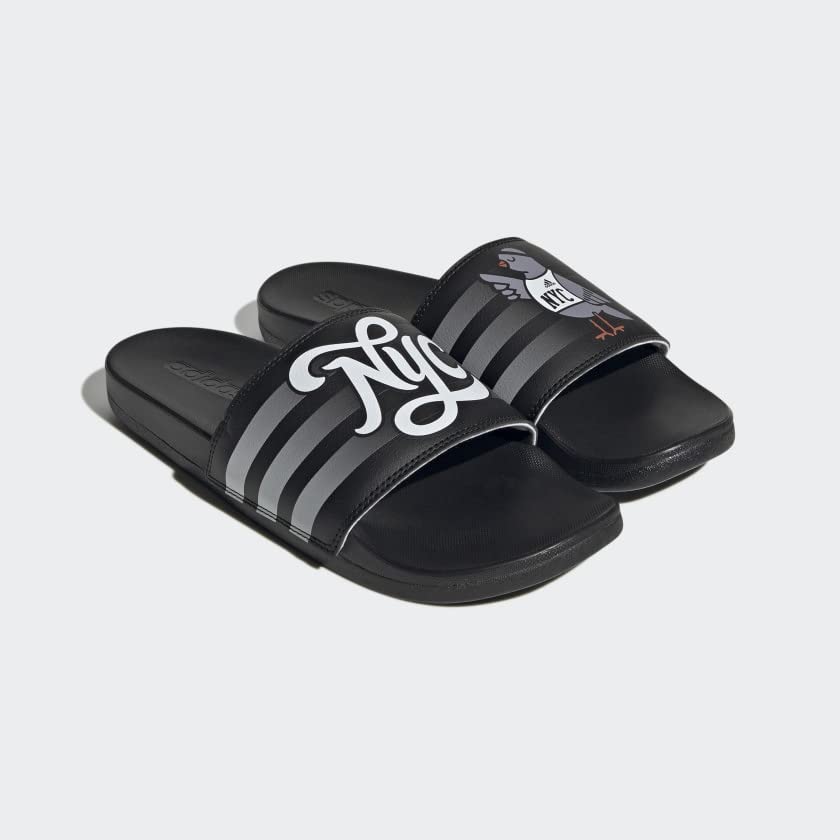 adidas Unisex Adilette Comfort Slide Sandals, Black/White/Black,16W/15M