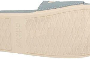 adidas Unisex Adilette Comfort Slide Sandal, Magic Grey/Wonder White/Gold Metallic, 12 US Women