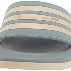 adidas Unisex Adilette Comfort Slide Sandal, Magic Grey/Wonder White/Gold Metallic, 12 US Women