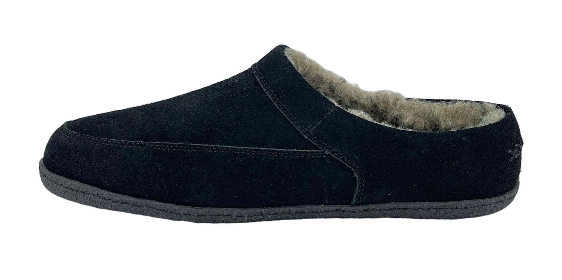 Clarks Mens Slipper Perforated Suede Leather Upper JMS0721 - Warm Plush Sherpa Lining - Indoor Outdoor House Slippers For Men (10 M US, Black)