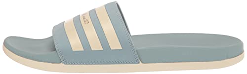 adidas Unisex Adilette Comfort Slide Sandal, Magic Grey/Wonder White/Gold Metallic, 15 US Women