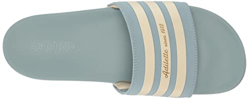 adidas Unisex Adilette Comfort Slide Sandal, Magic Grey/Wonder White/Gold Metallic, 15 US Women