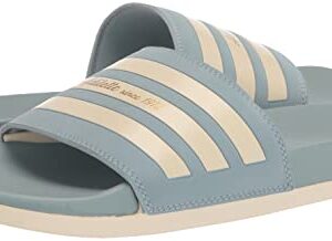 adidas Unisex Adilette Comfort Slide Sandal, Magic Grey/Wonder White/Gold Metallic, 15 US Women