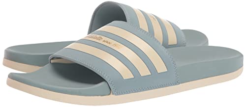 adidas Unisex Adilette Comfort Slide Sandal, Magic Grey/Wonder White/Gold Metallic, 13 US Women