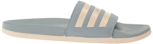 adidas Unisex Adilette Comfort Slide Sandal, Magic Grey/Wonder White/Gold Metallic, 13 US Women