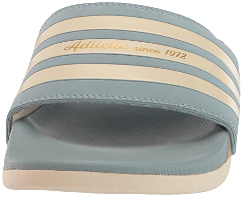 adidas Unisex Adilette Comfort Slide Sandal, Magic Grey/Wonder White/Gold Metallic, 13 US Women