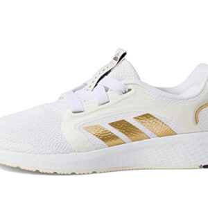 adidas Women's Edge Lux 5 Running Shoe, White/Matte Gold/Shadow Maroon, 7.5