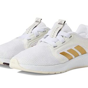 adidas Women's Edge Lux 5 Running Shoe, White/Matte Gold/Shadow Maroon, 7.5