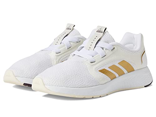 adidas Women's Edge Lux 5 Running Shoe, White/Matte Gold/Shadow Maroon, 7.5