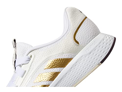 adidas Women's Edge Lux 5 Running Shoe, White/Matte Gold/Shadow Maroon, 7.5